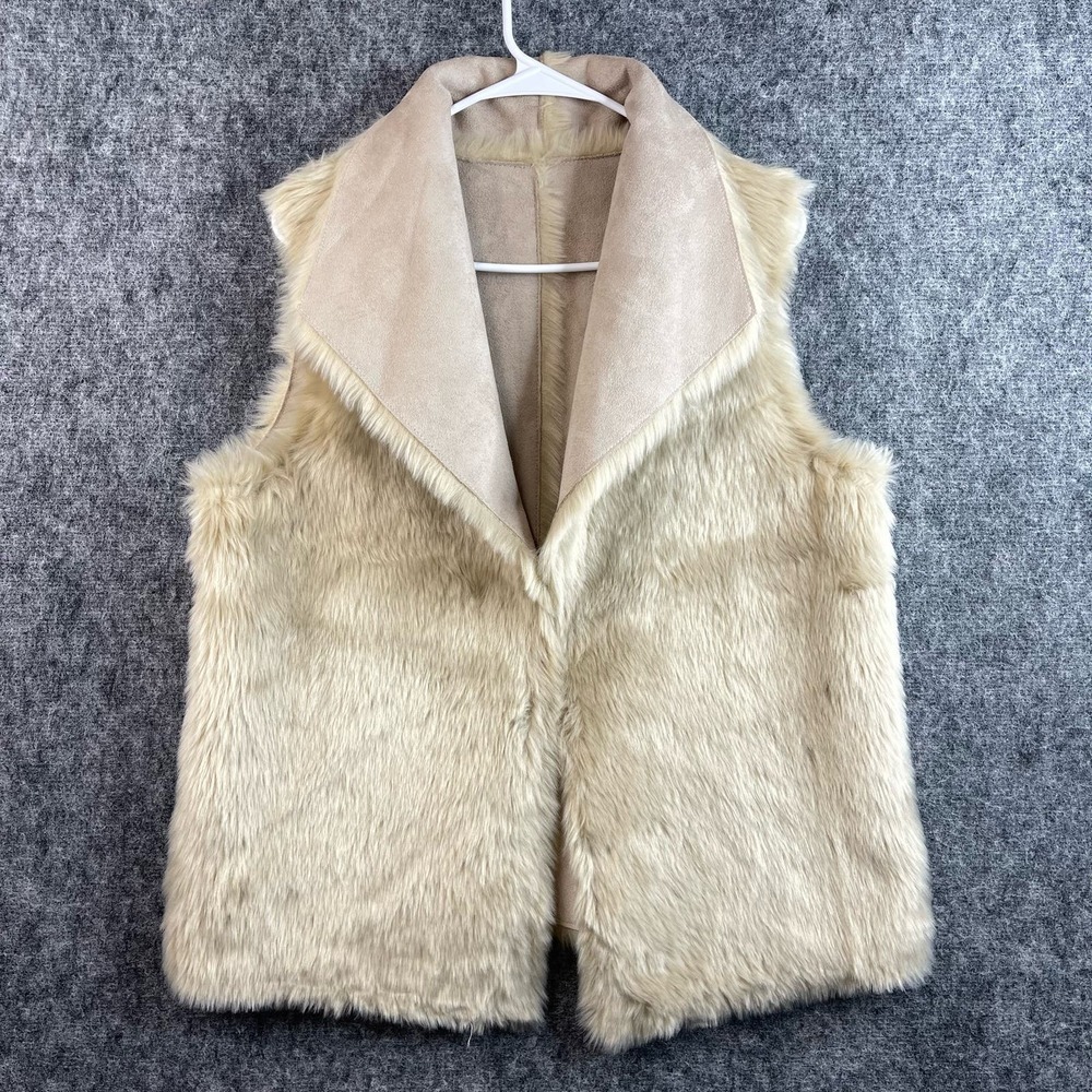 Loft Womens Faux Fur Vest Reversible